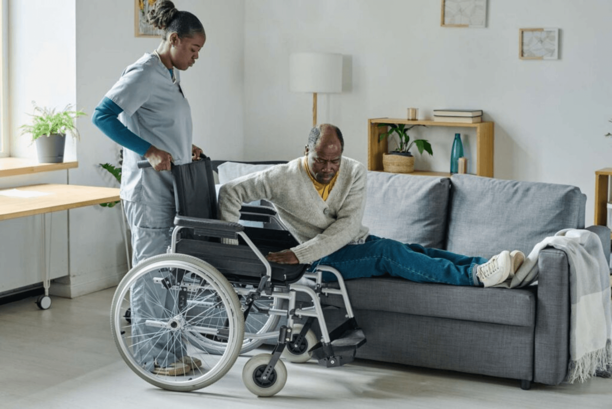 Caregiver supporting a client at home
